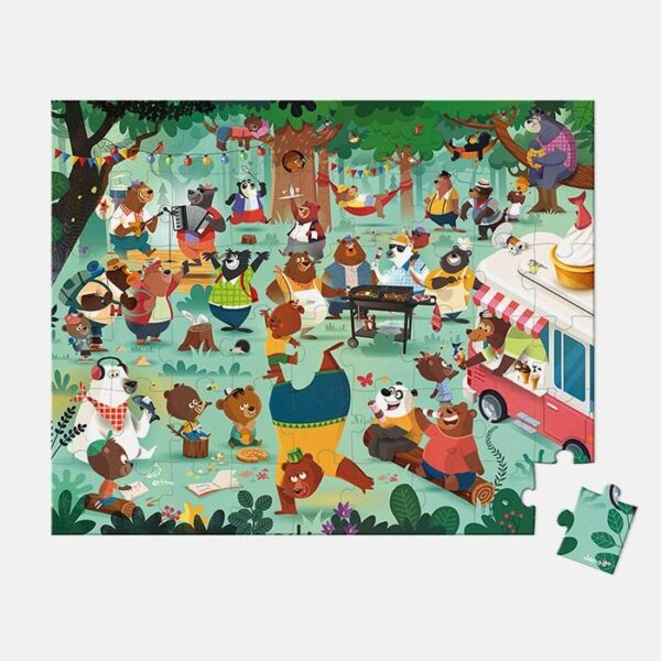 Puzzle familia ursilor, Janod, cu cutie gentuta, 54 piese