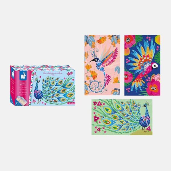 Joc creativ pentru decorat, Janod, Strass Beautiful Bird, 3 cartonase