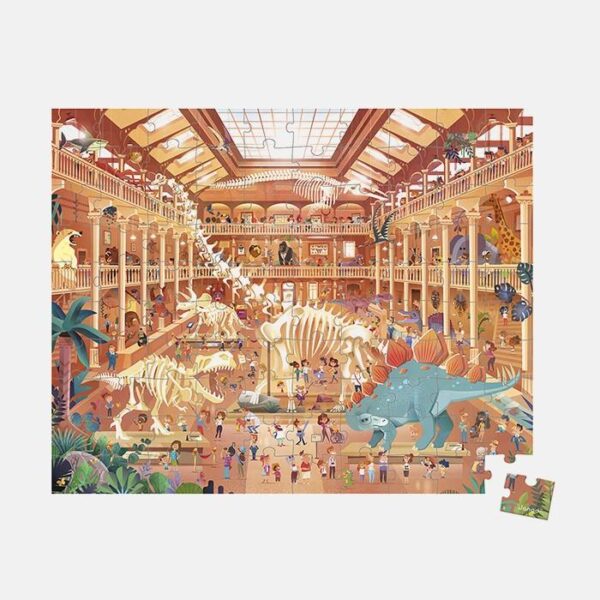 Puzzle muzeul de istorie naturala, Janod, cutie tip gentuta, 100 piese