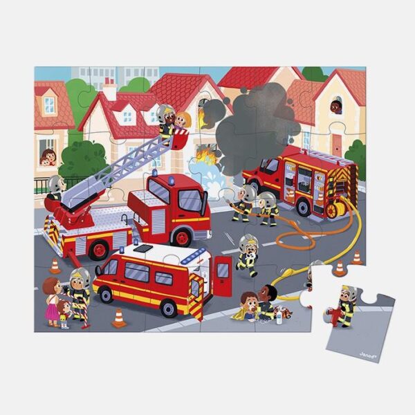 Puzzle Pompierii, Janod, 24 piese, 3 ani+