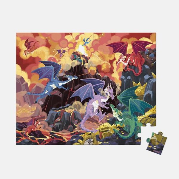 Puzzle Pamantul Dragonilor, Janod, cutie gentuta, 54 piese