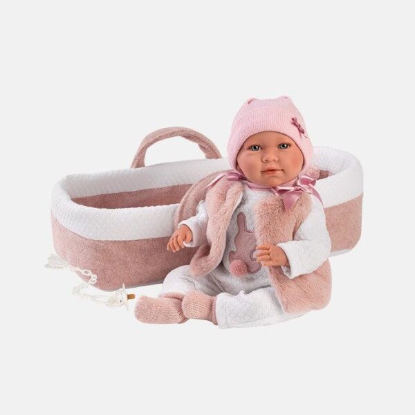 Papusa Llorens, Mimi cu sunete, cosulet roz, 42 cm