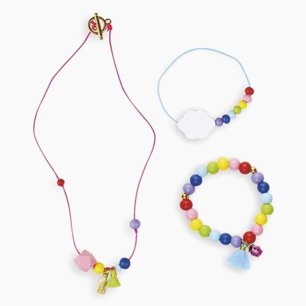 Set creativ, Janod, curcubeu, pentru creat 3 bijuterii, 6 ani+