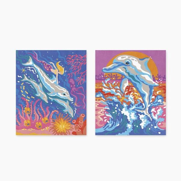 Set de pictura, Janod, Delfini, urmareste numerele, 7 ani+