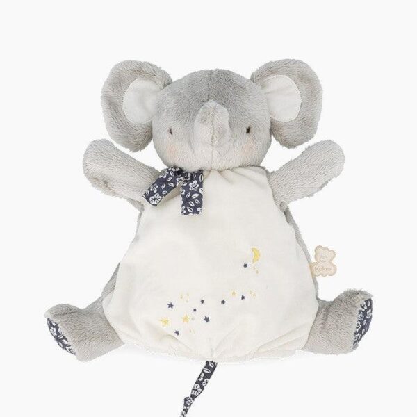 Jucarie marioneta doudou, Kaloo, elefant, din plus, 24 cm