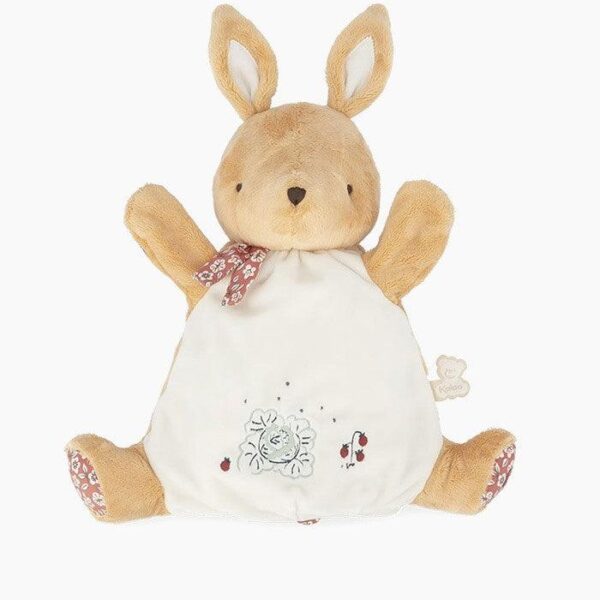 Jucarie marioneta doudou, Kaloo, iepuras, din plus, 24 cm