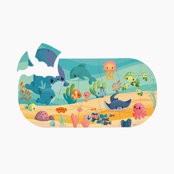 Puzzle pentru baie, Janod, animale marine, 28 piese