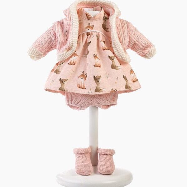 Imbracaminte Llorens, Papusi 33 cm, cu jacheta roz, 5 piese