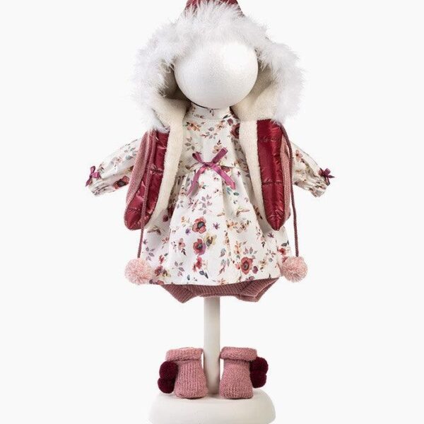 Imbracaminte Llorens, Papusi 40 cm, vestuta fuchsia, 5 piese