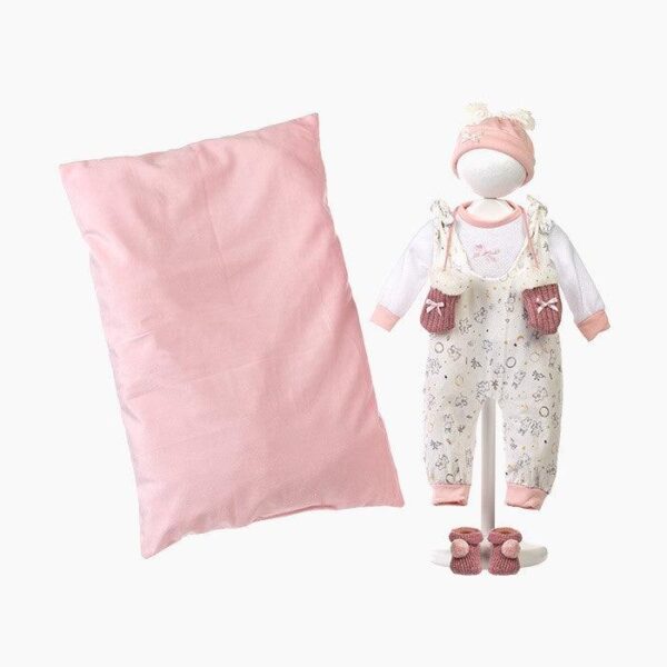 Imbracaminte Llorens, Bebelusi 44 cm, cu pernita si doudou roz, 7 piese