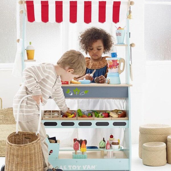 Stand 2 in 1, Le Toy Van, magazin si cafenea, din lemn, 3 ani+