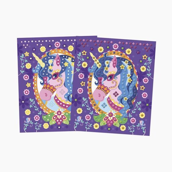 Set creativ mozaic, Janod, Ponei si unicorni, 5 ani+