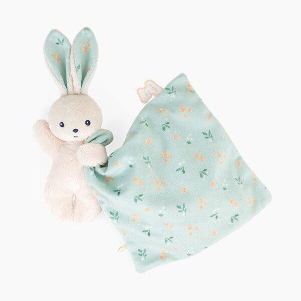 Jucarie doudou, Kaloo, Iepuras cu paturica Citrus Bouquet, 18 cm