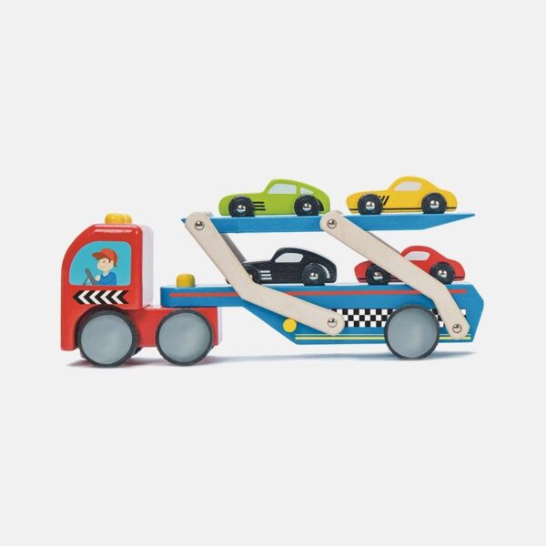 Transportator masini de curse, Le Toy Van, din lemn, 3 ani+