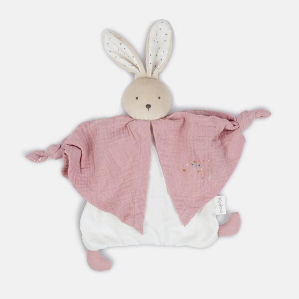 Jucarie doudou, Kaloo, iepuras, din bumbac bio, roz, 20 cm
