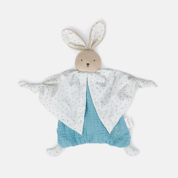 Jucarie doudou, Kaloo, iepuras, din bumbac bio, 20 cm, albastru