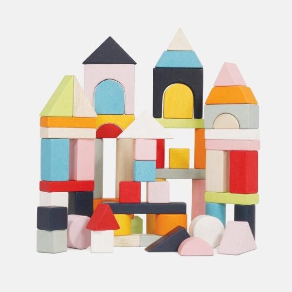 Cuburi din lemn, Le Toy Van, multicolor, 60 piese
