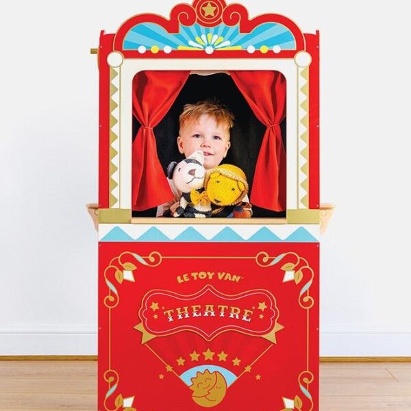 Teatru de papusi, Le Toy Van, din lemn, rosu, 3 ani+