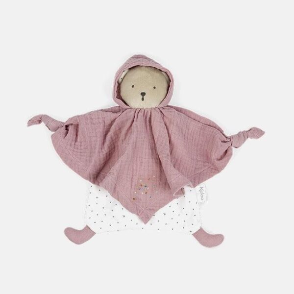 Jucarie doudou, Kaloo, ursulet, din bumbac, roz, 20 cm