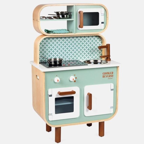 Bucatarie reversibila din lemn, Janod, Big Cooker, cu sunete si lumini