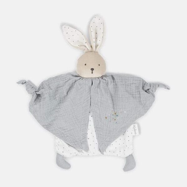 Jucarie doudou, Kaloo, iepuras, din bumbac bio, gri, 20 cm