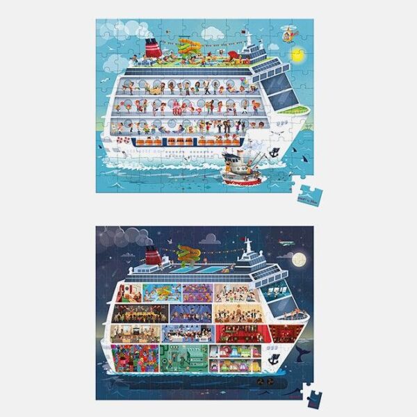 Puzzle 2 in 1, Janod, vaporul de croaziera, 6 ani+