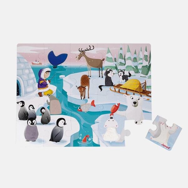 Puzzle tactil, Janod, viata pe gheata, 20 piese, 2 ani+