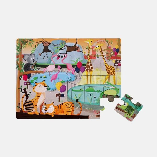 Puzzle tactil, Janod, gradina zoologica, 20 piese, 2 ani+