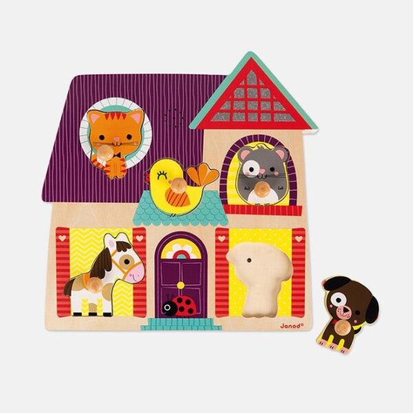 Puzzle muzical, Janod, micii mei prieteni, 5 piese, 18 luni+