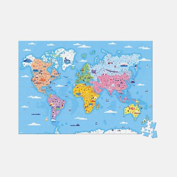 Puzzle educativ 3D, Janod, curiozitatile lumii, 50 figurine, 350 piese