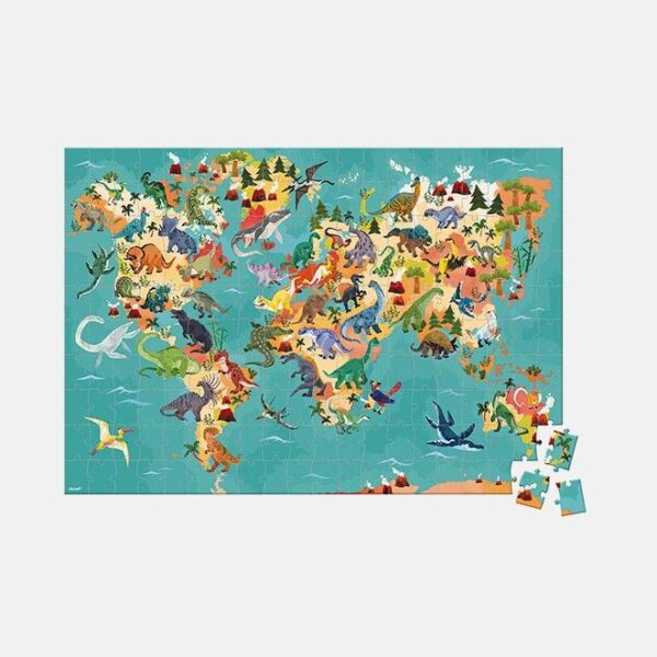 Puzzle educativ 3D, Janod, dinozaurii, 50 figurine, 200 piese