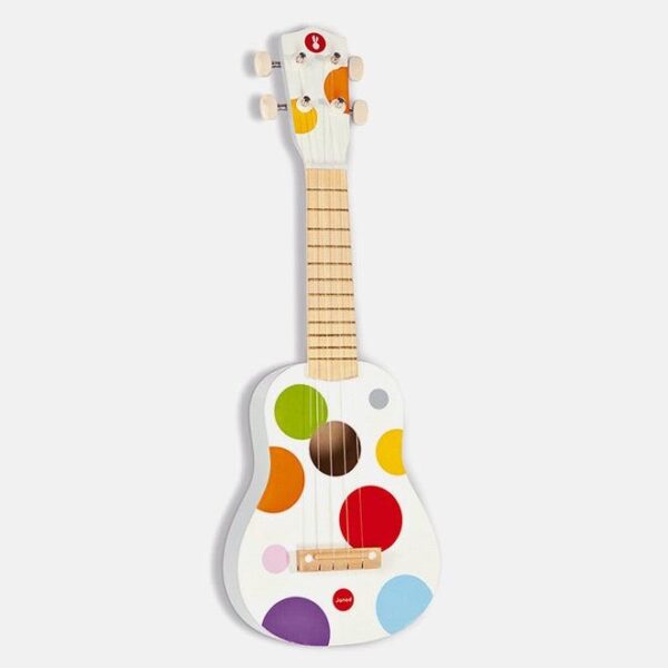 Ukulele din lemn, Janod, Confetti, cu 4 corzi