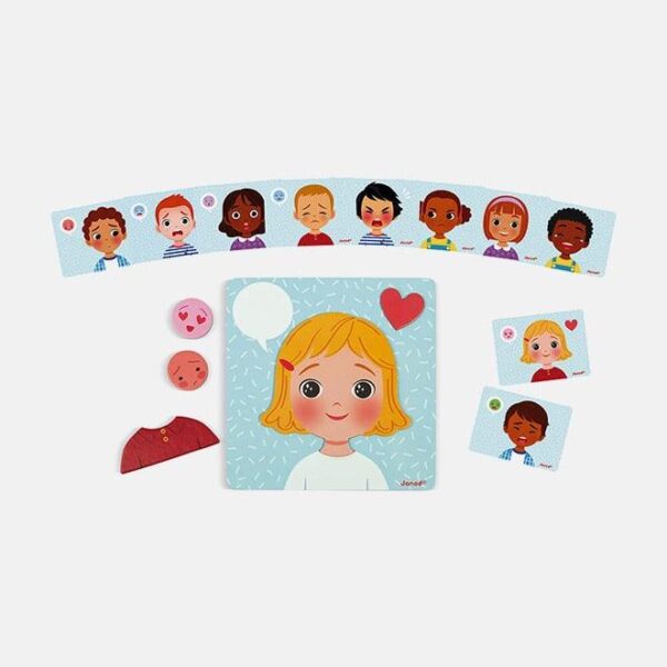 Set educativ, Janod, Emotii, 20 cartonase magnetice, 2 ani+