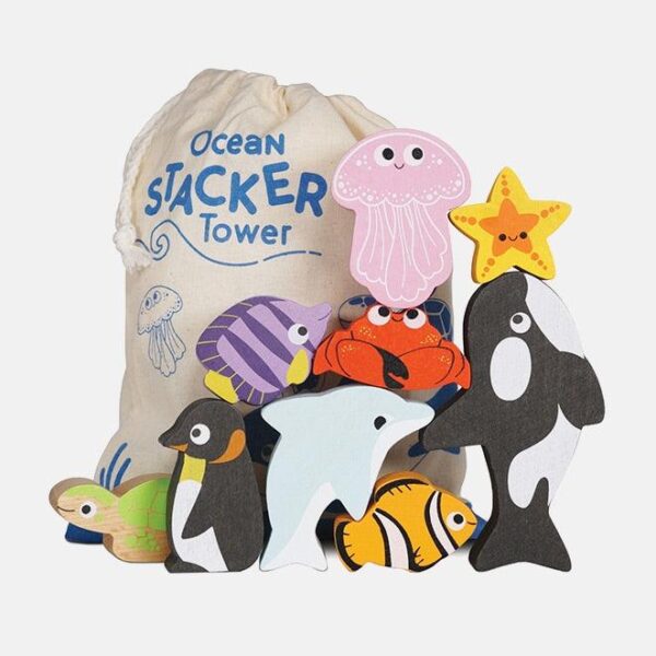 Jucarie de stivuit, Le Toy Van, Animale din ocean, 9 animale