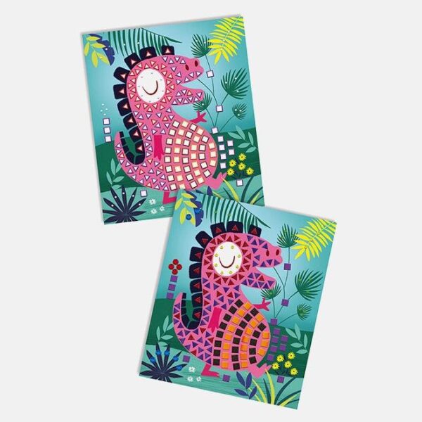 Set creativ, Janod, dinozauri mozaic, 8 carduri, 4 ani+