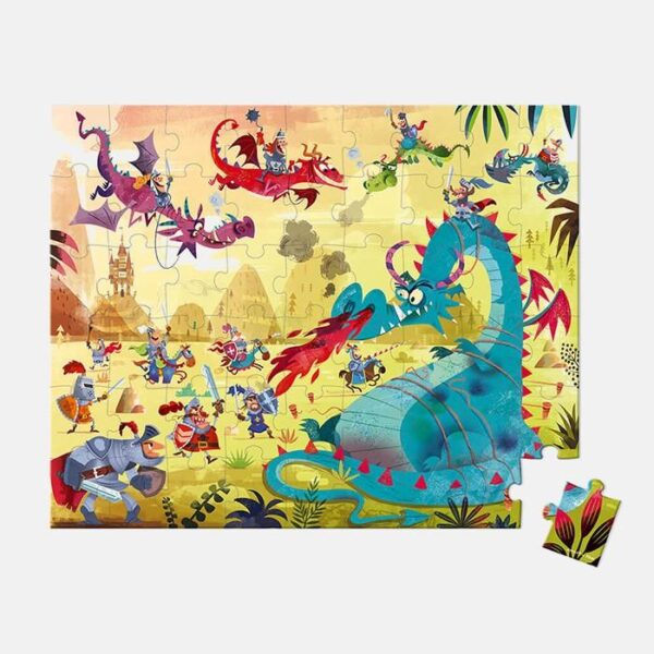 Puzzle dragonii, Janod, cu cutie gentuta, 54 piese