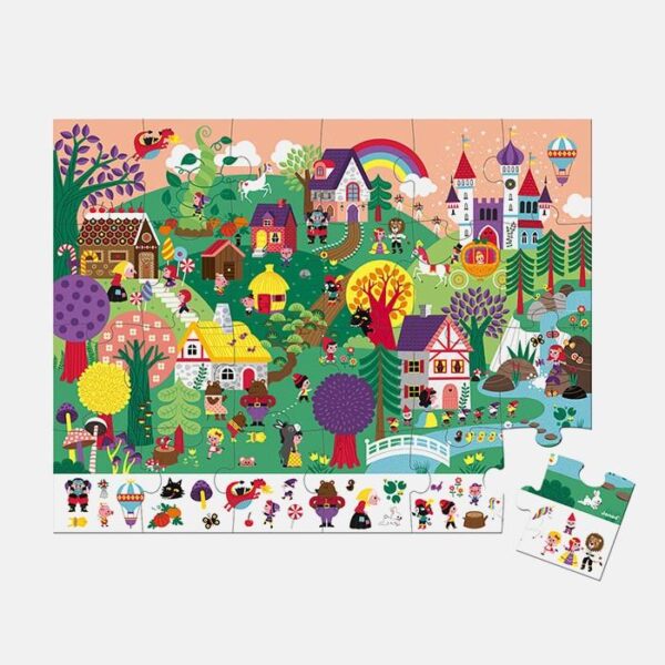 Puzzle basme, Janod, cu cutie gentuta, 24 piese