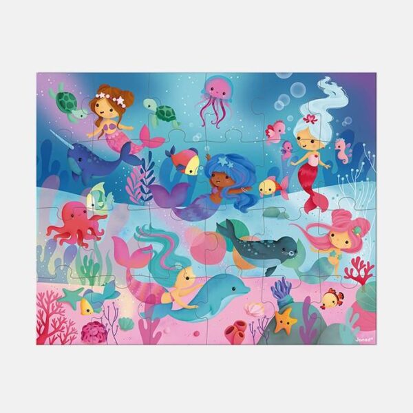 Puzzle sirene, Janod, cu cutie gentuta, 24 piese
