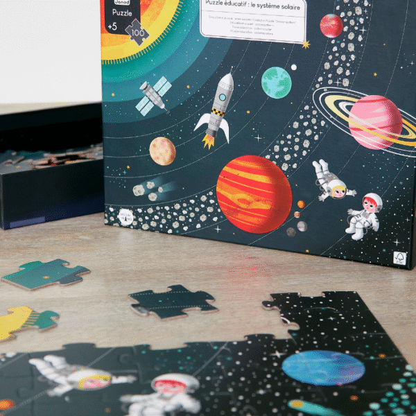 Puzzle educativ, Janod, sistemul solar, 100 piese, 5 ani+