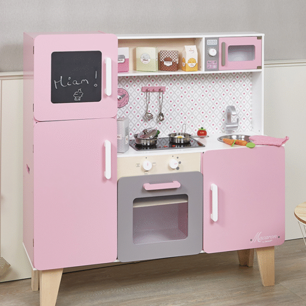 Bucatarie din lemn, Janod, Maxi Cooker, cu sunete si lumini, roz