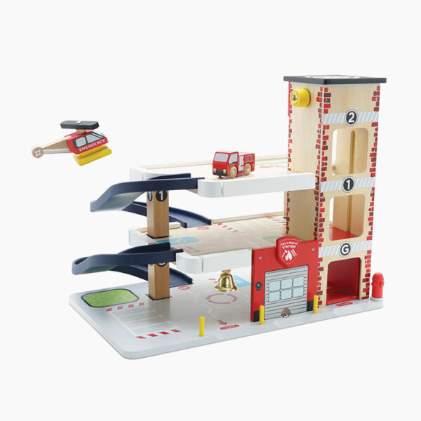 Garaj din lemn, Le Toy Van, Pompieri, 40 cm, 3 ani+
