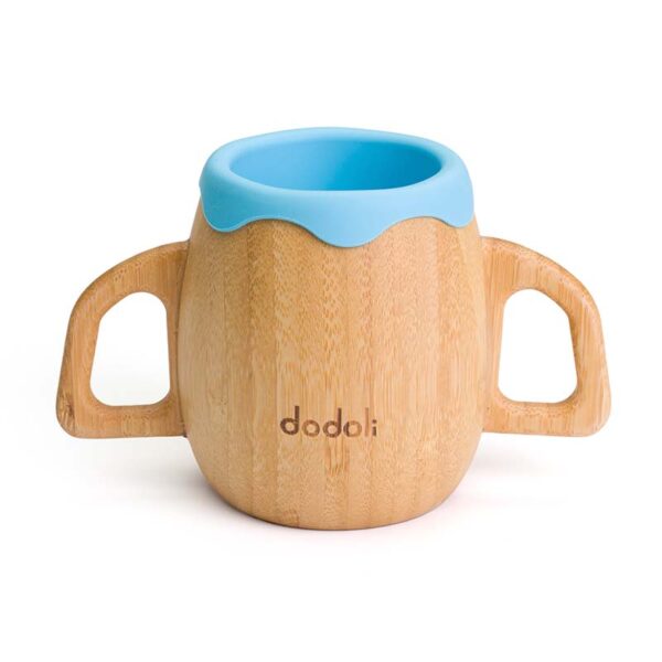 Cană din bambus natural cu protecție din silicon pentru bebeluși și copii, 150ml - Alege culoarea preferată - Albastru
