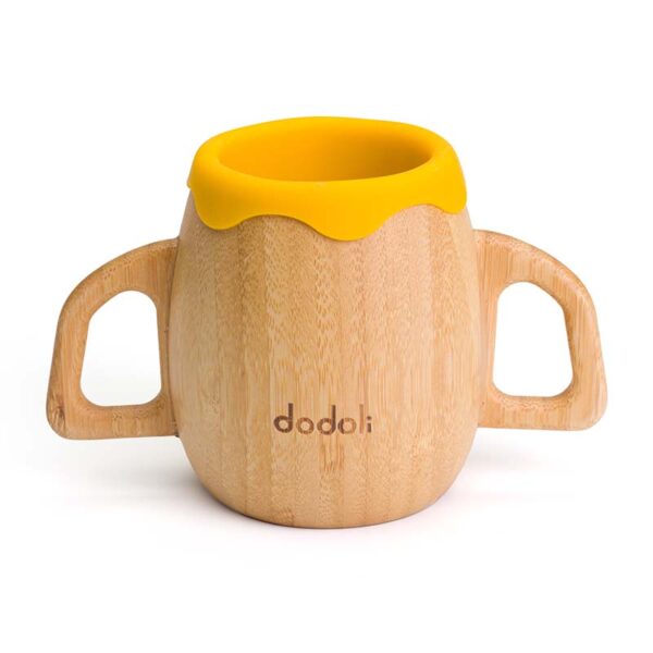 Cană din bambus natural cu protecție din silicon pentru bebeluși și copii, 150ml - Alege culoarea preferată - Galben