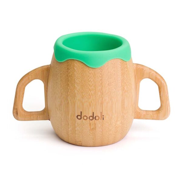 Cană din bambus natural cu protecție din silicon pentru bebeluși și copii, 150ml - Alege culoarea preferată - Verde