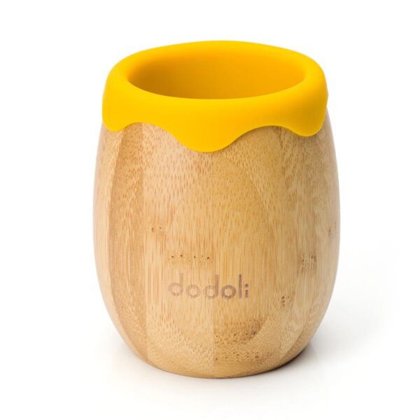 Pahar din bambus natural cu protecție din silicon pentru bebeluși și copii, 150ml - Alege culoarea preferată - Galben