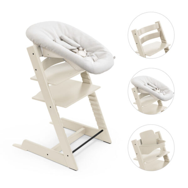 Pachet scaun de masa pentru copii Stokke Tripp Trapp®lemn fag cu Accesoriu nou nascut si Baby set