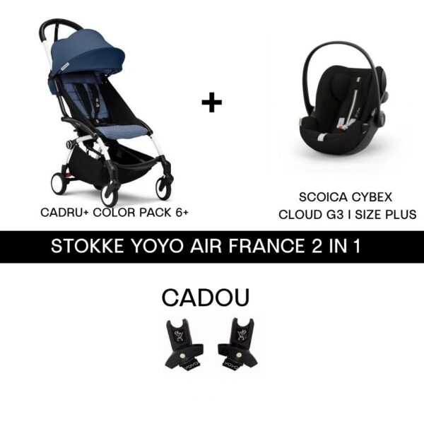 Carucior 2in1 pentru copii Stokke YOYO³ 6 luni+ Air France si scoica CYBEX CLOUD G3 I Size Plus
